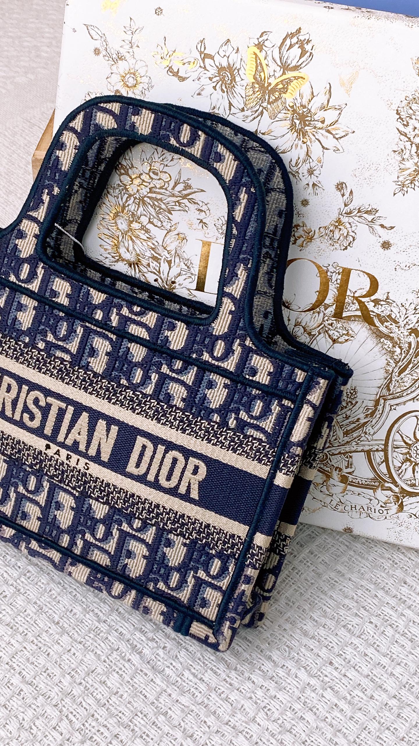 Dior Navy Canvas Mini Book Tote