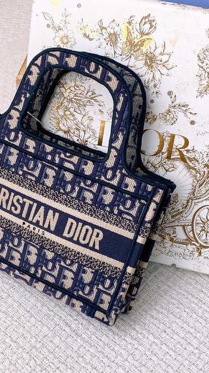 Dior Navy Canvas Mini Book Tote