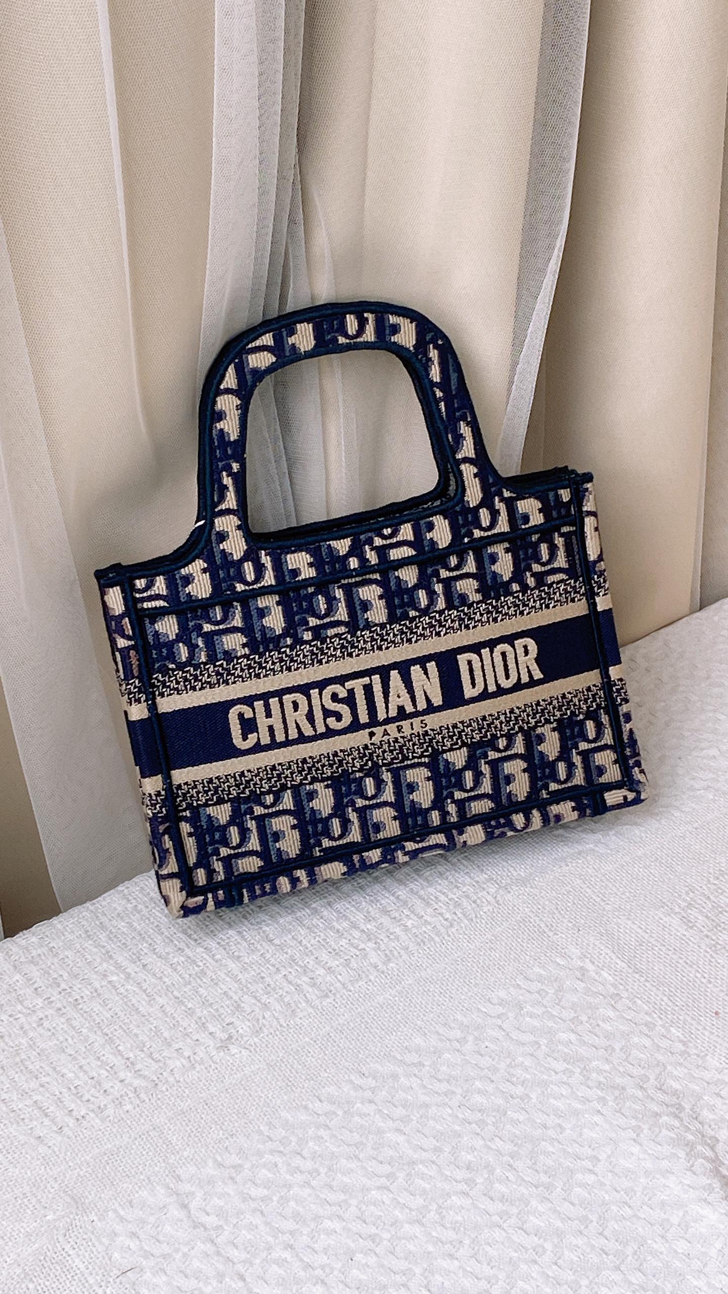 Dior Navy Canvas Mini Book Tote