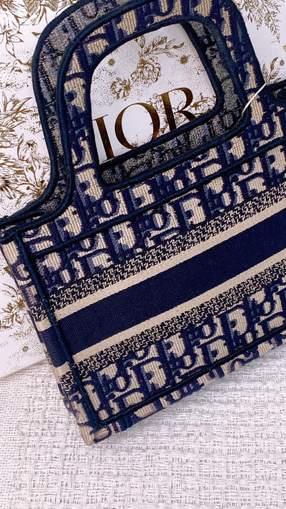 Dior Navy Canvas Mini Book Tote