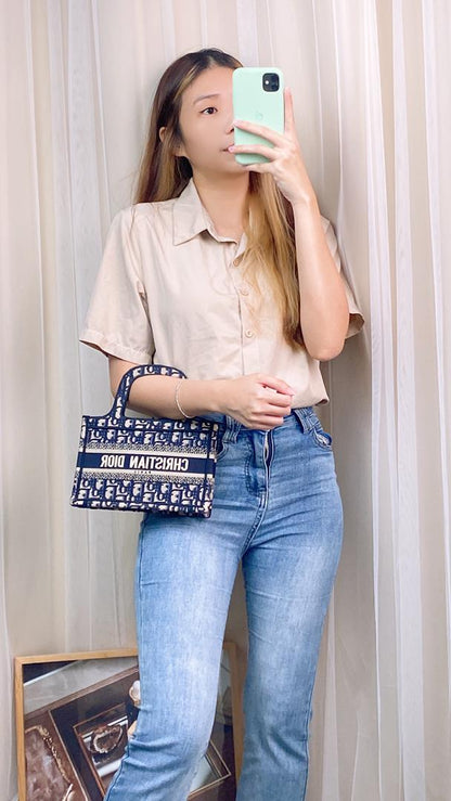 Dior Navy Canvas Mini Book Tote