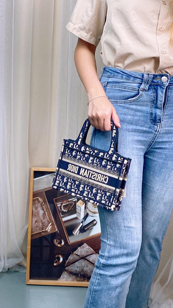 Dior Navy Canvas Mini Book Tote