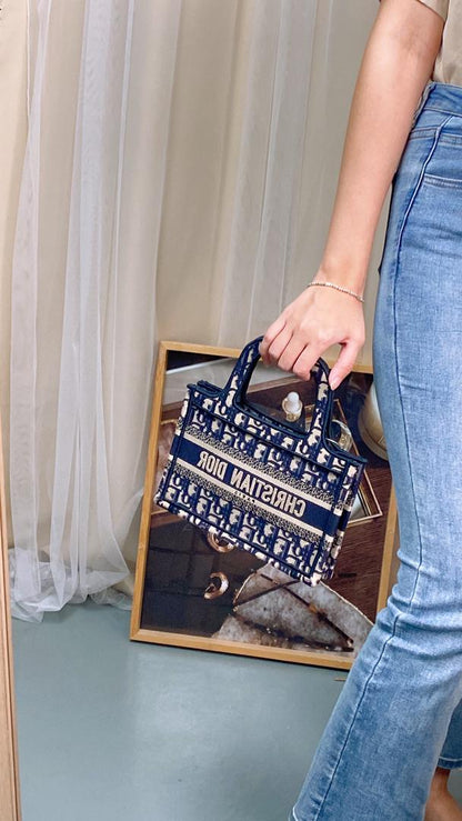 Dior Navy Canvas Mini Book Tote