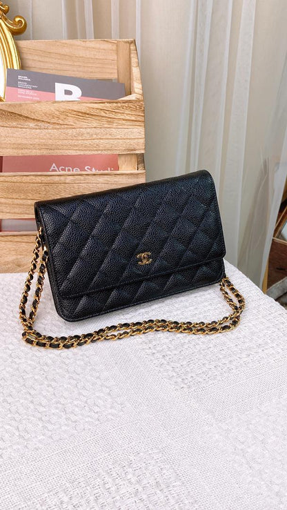 Chanel Black Caviar Classic WOC (GHW)