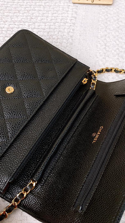 Chanel Black Caviar Classic WOC (GHW)