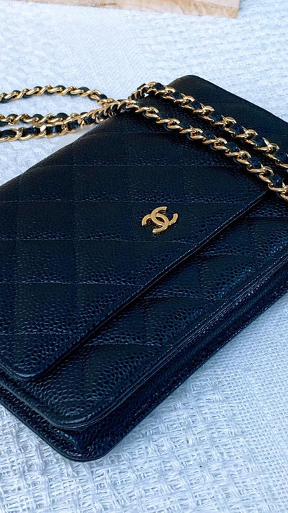 Chanel Black Caviar Classic WOC (GHW)