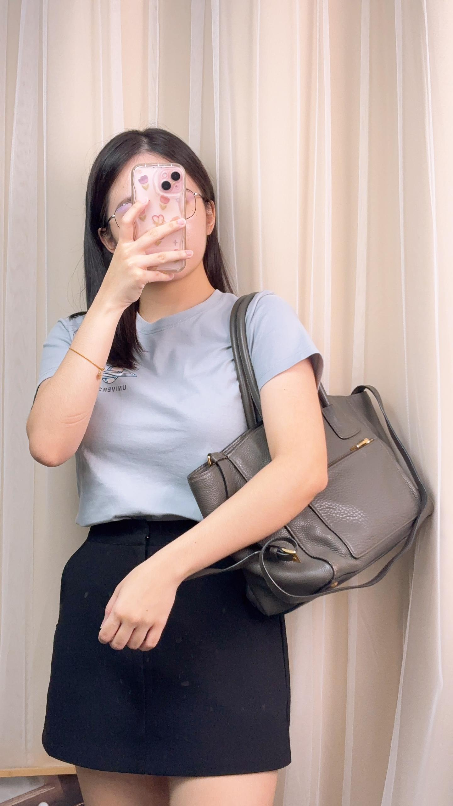 Prada Grey Vitello Daino 2-Way Bag