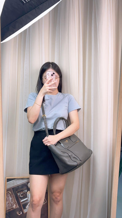 Prada Grey Vitello Daino 2-Way Bag