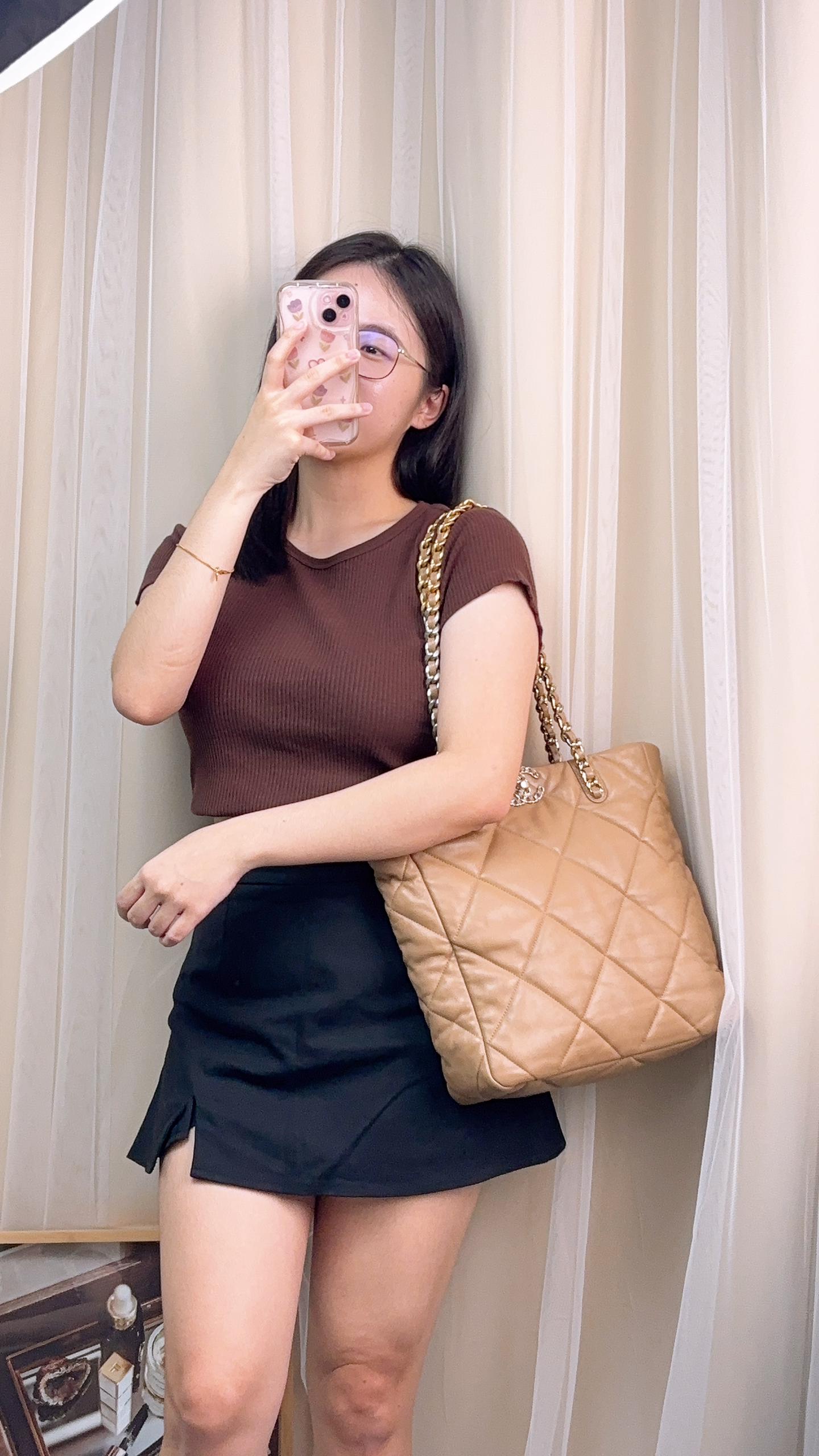 Chanel Beige Lambskin 19 Shopping Bag (SHW)