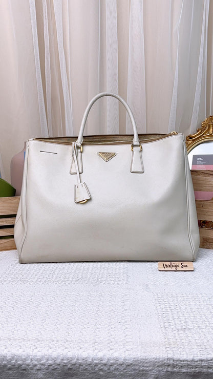 Prada White Galleria Saffiano Large Bag