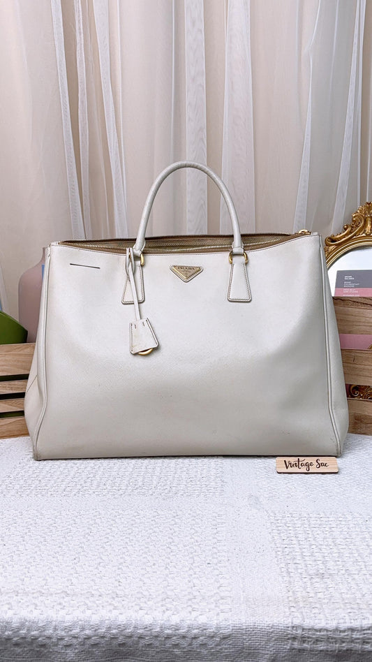 Prada White Galleria Saffiano Large Bag