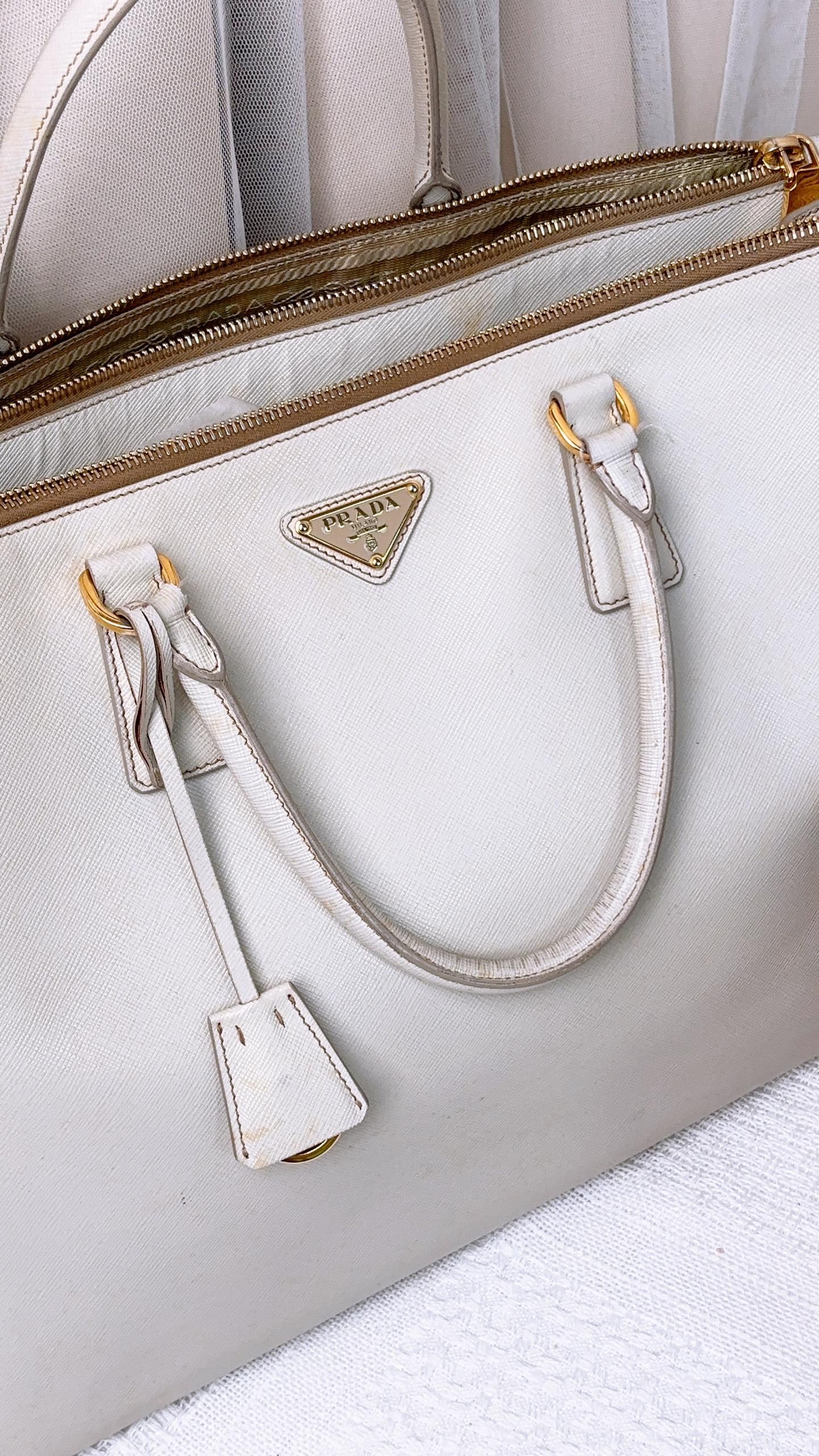 Prada White Galleria Saffiano Large Bag