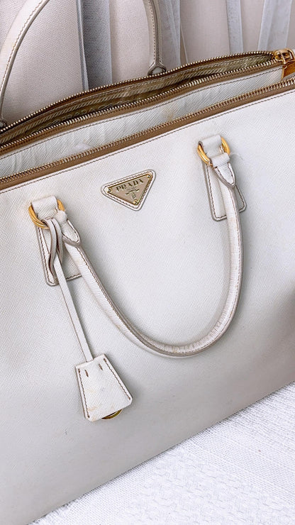 Prada White Galleria Saffiano Large Bag