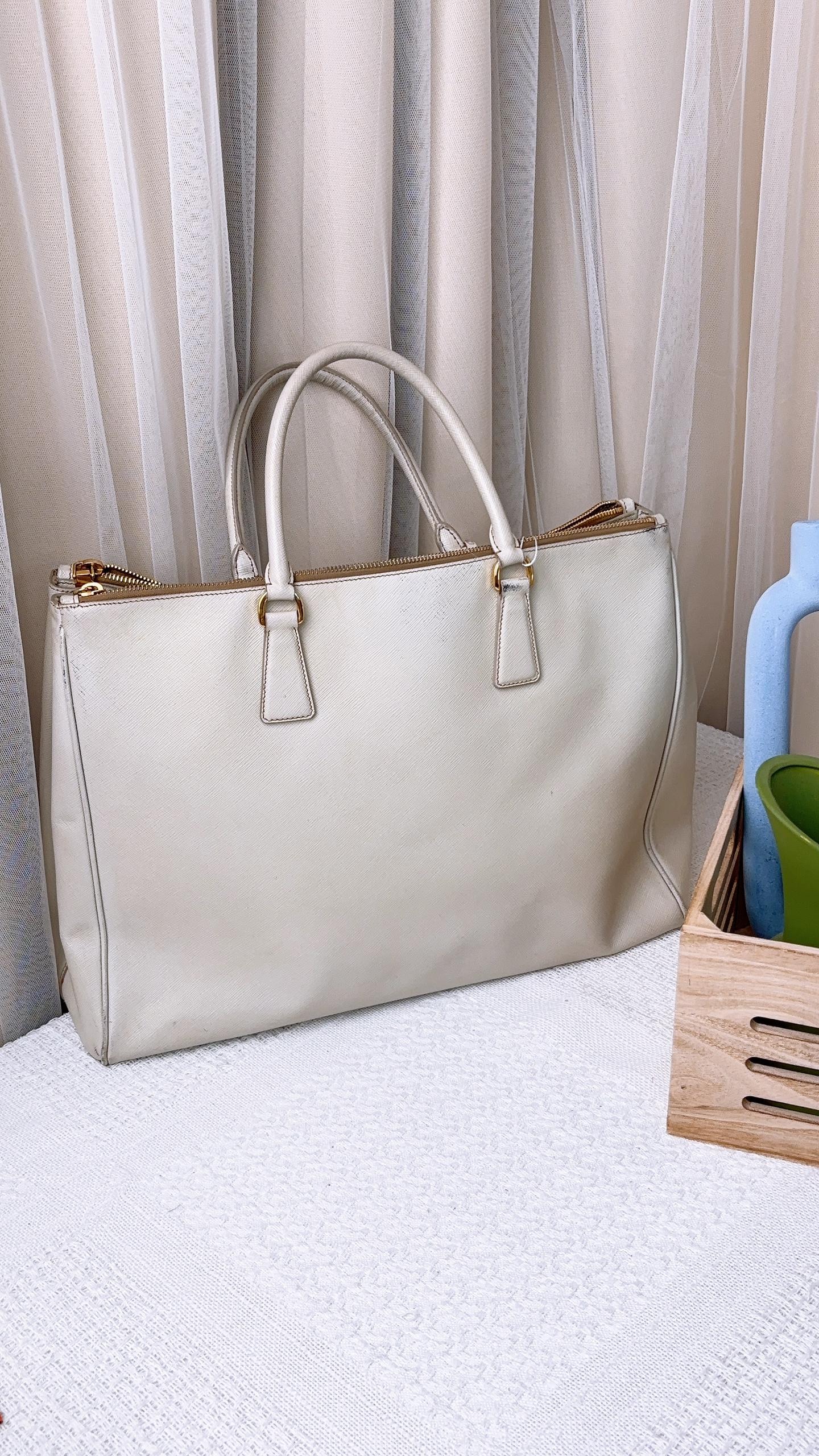 Prada White Galleria Saffiano Large Bag