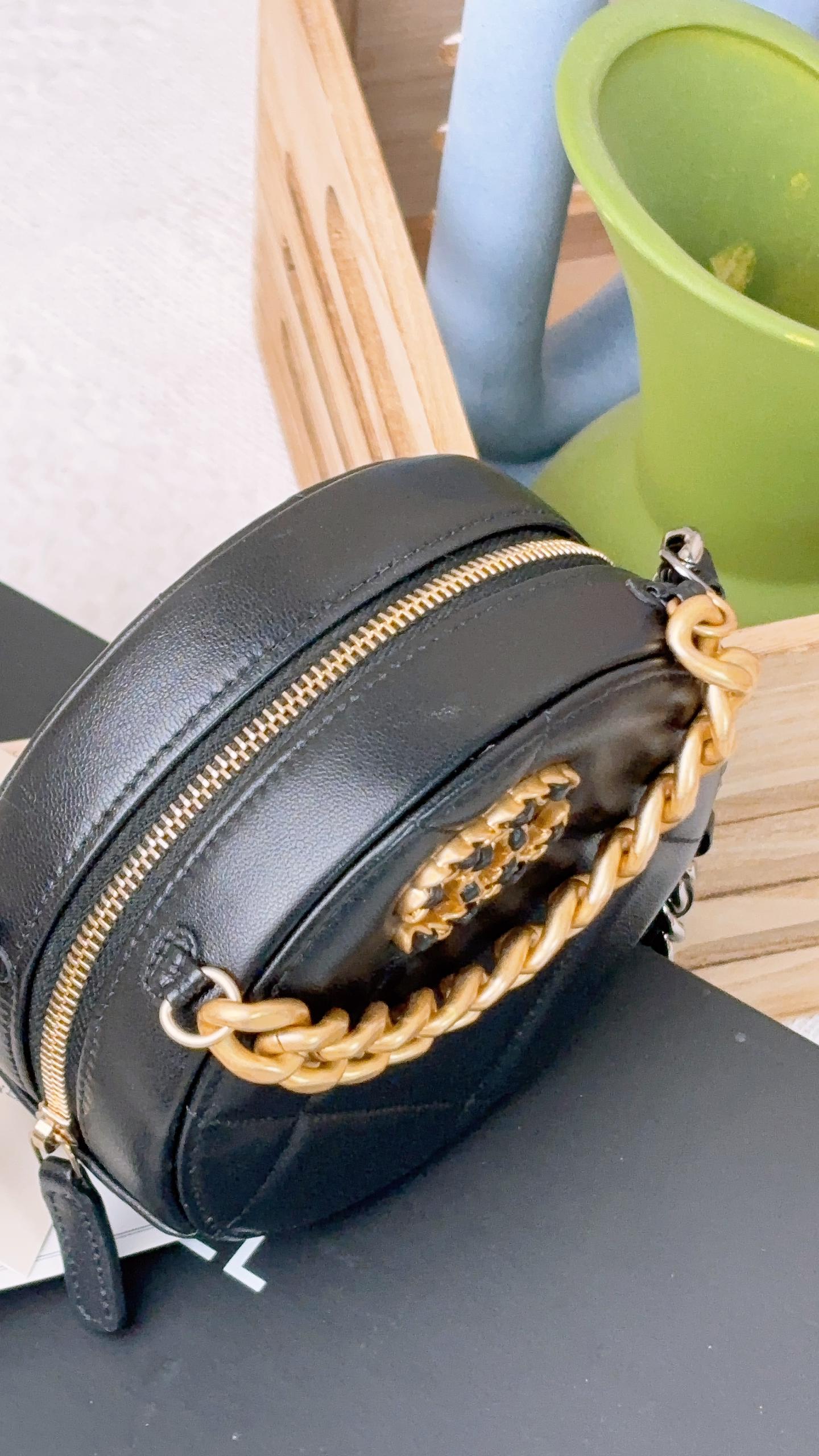 Chanel Black Lambskin Round 19 Clutch on Chain