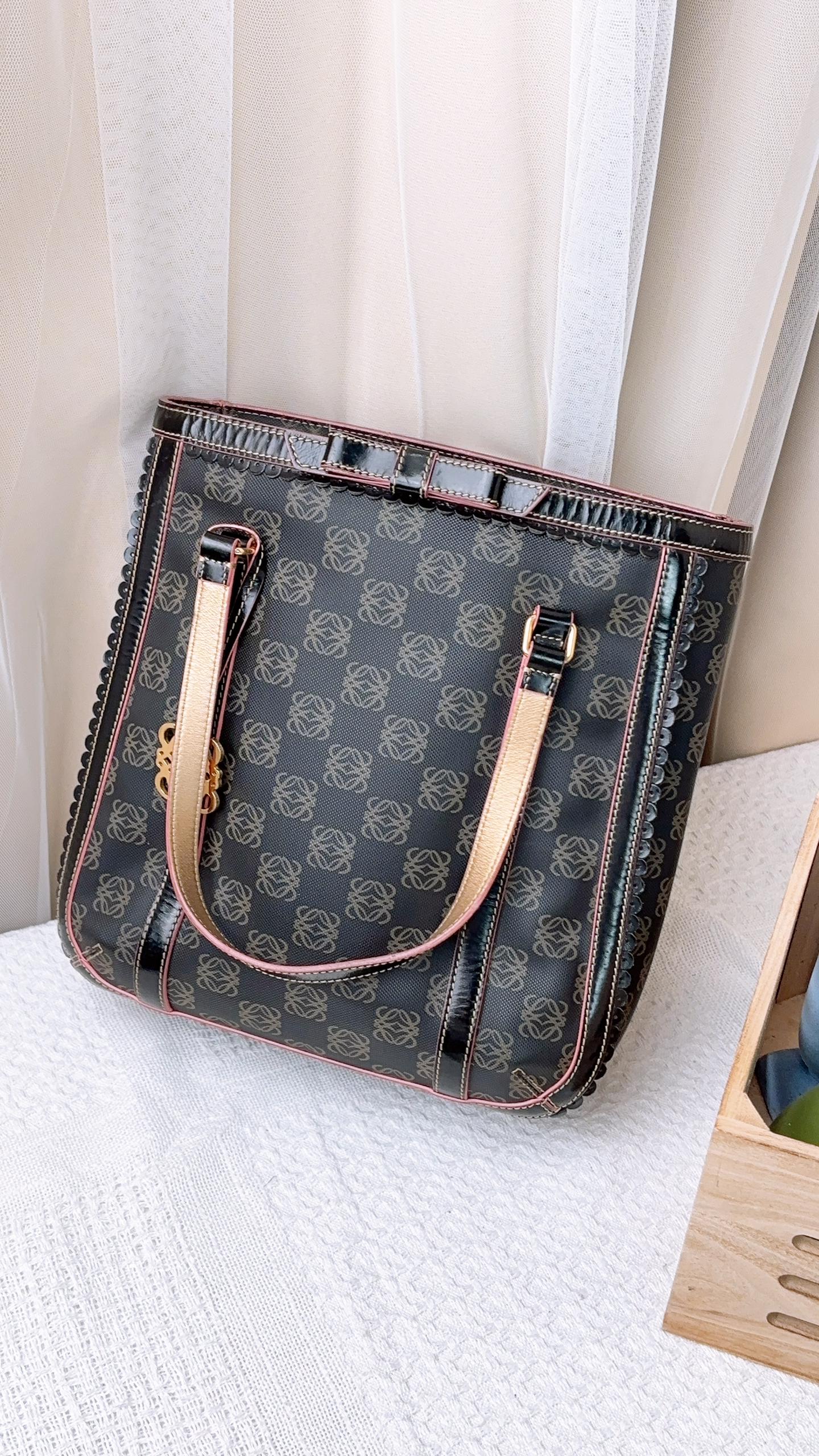 Loewe Black Anagram Vintage Tote