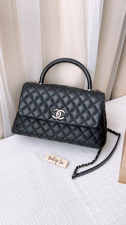 Chanel Black Caviar Medium Coco Handle (RHW)