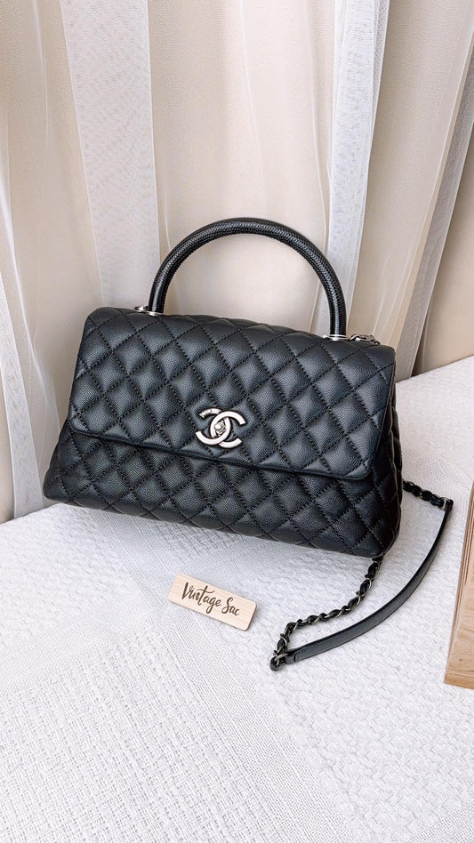 Chanel Black Caviar Medium Coco Handle (RHW)