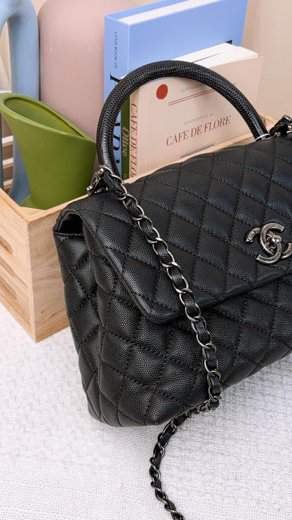 Chanel Black Caviar Medium Coco Handle (RHW)