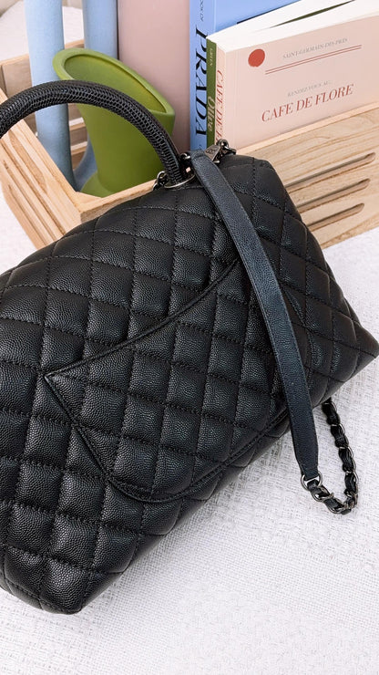 Chanel Black Caviar Medium Coco Handle (RHW)