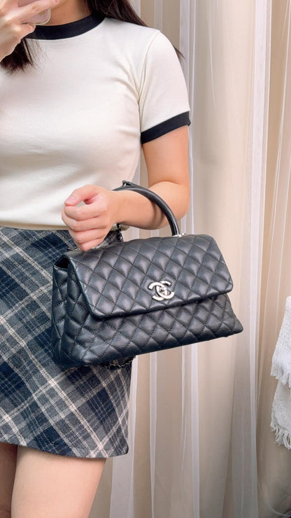 Chanel Black Caviar Medium Coco Handle (RHW)