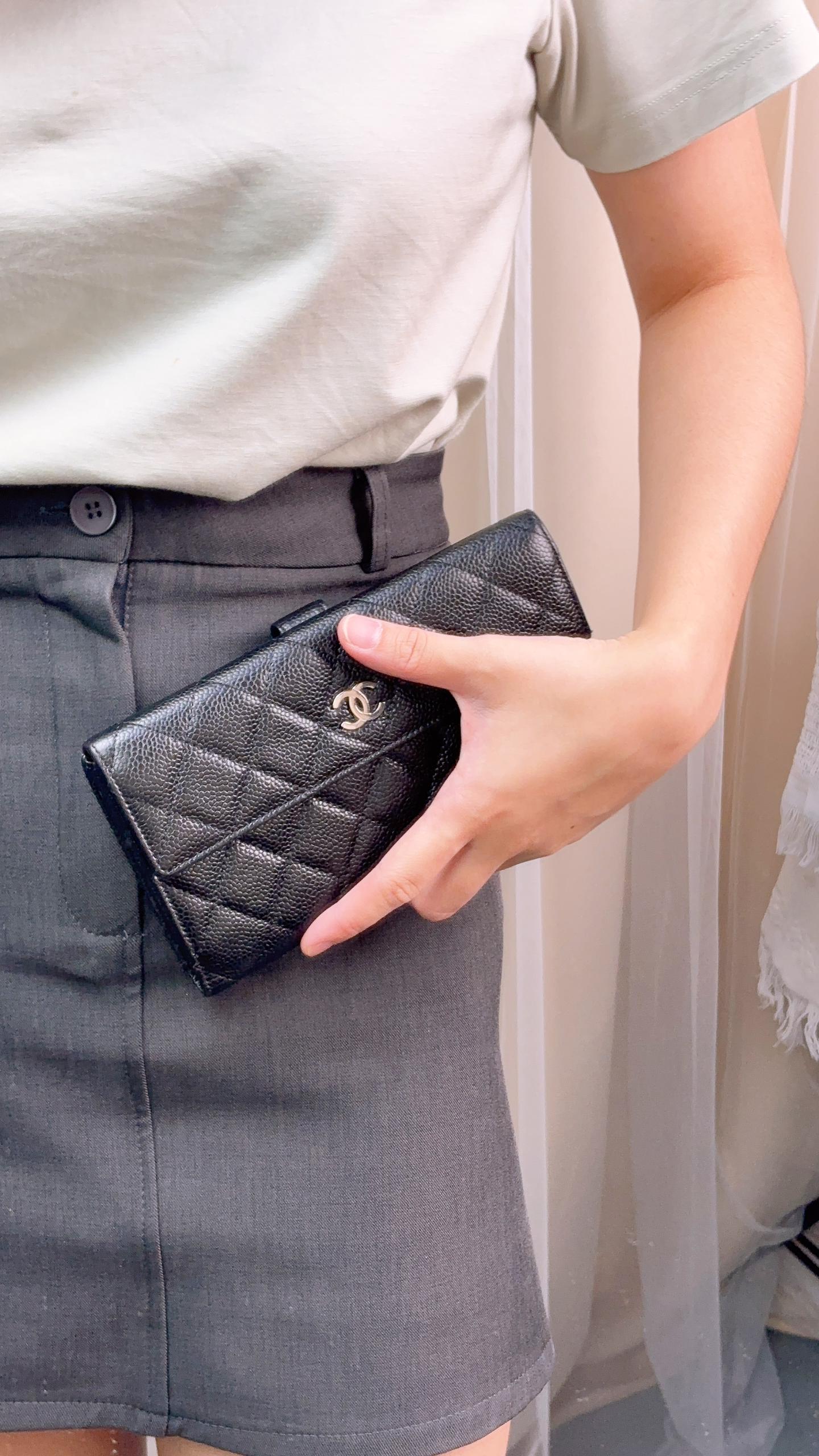 Chanel Black Caviar Long Wallet (SHW)