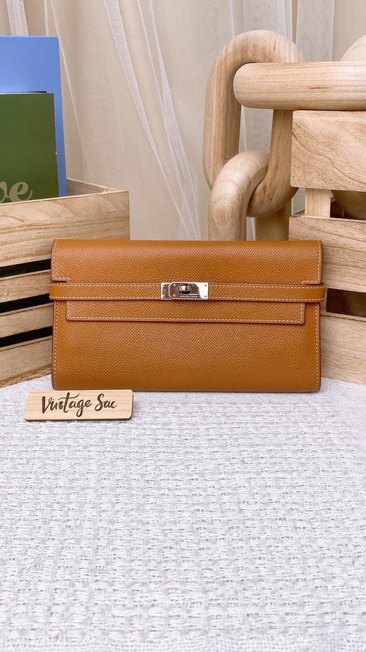 Hermes Gold Kelly Wallet Epsom (PHW)