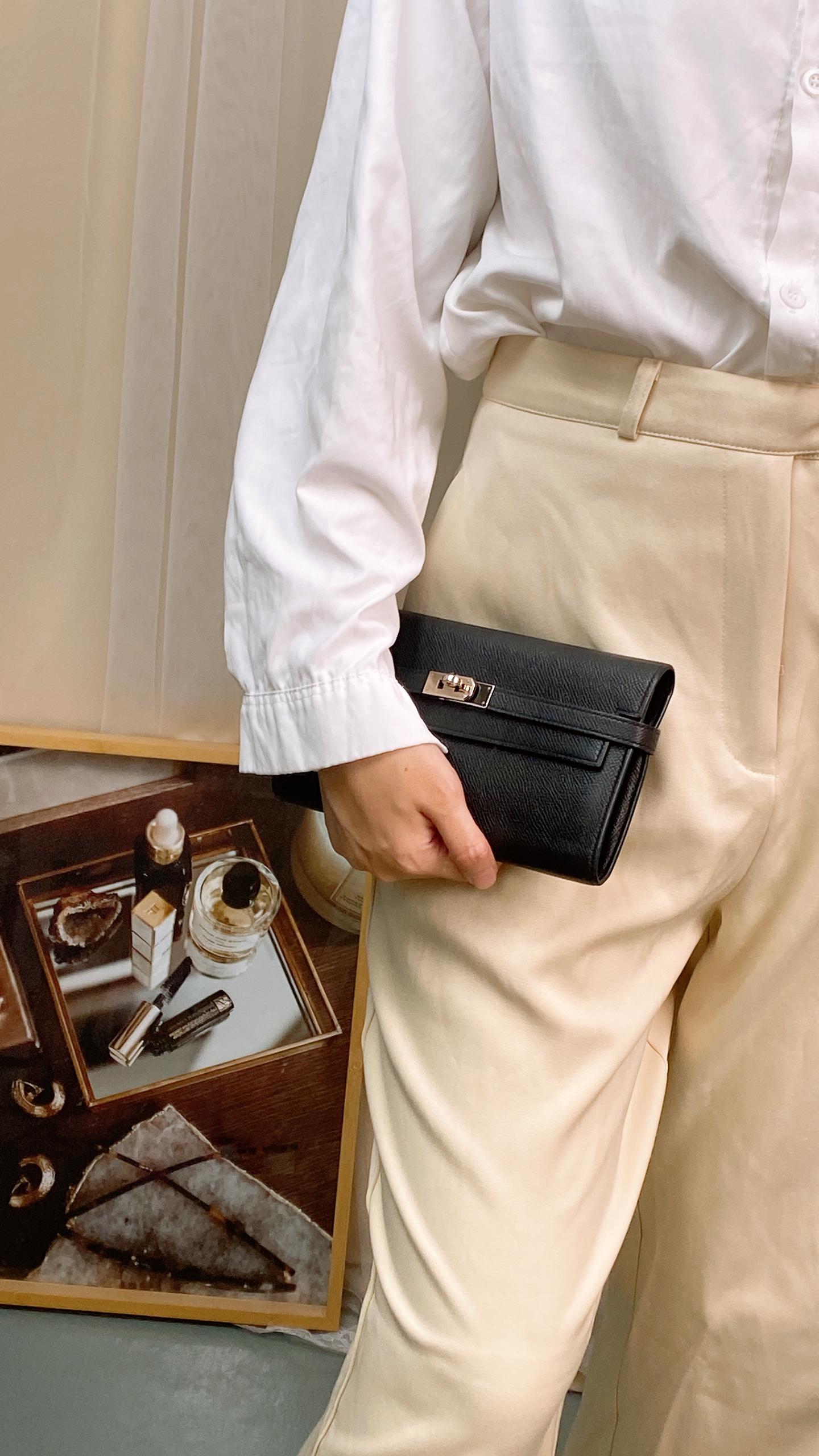 Hermes Black Kelly Wallet (PHW)