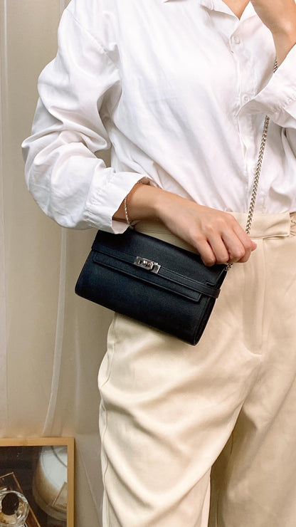 Hermes Black Kelly Wallet (PHW)