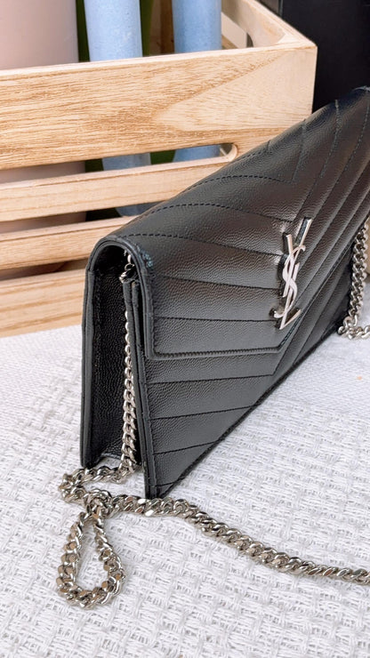 YSL Black Grain de Poudre Small WOC (SHW)