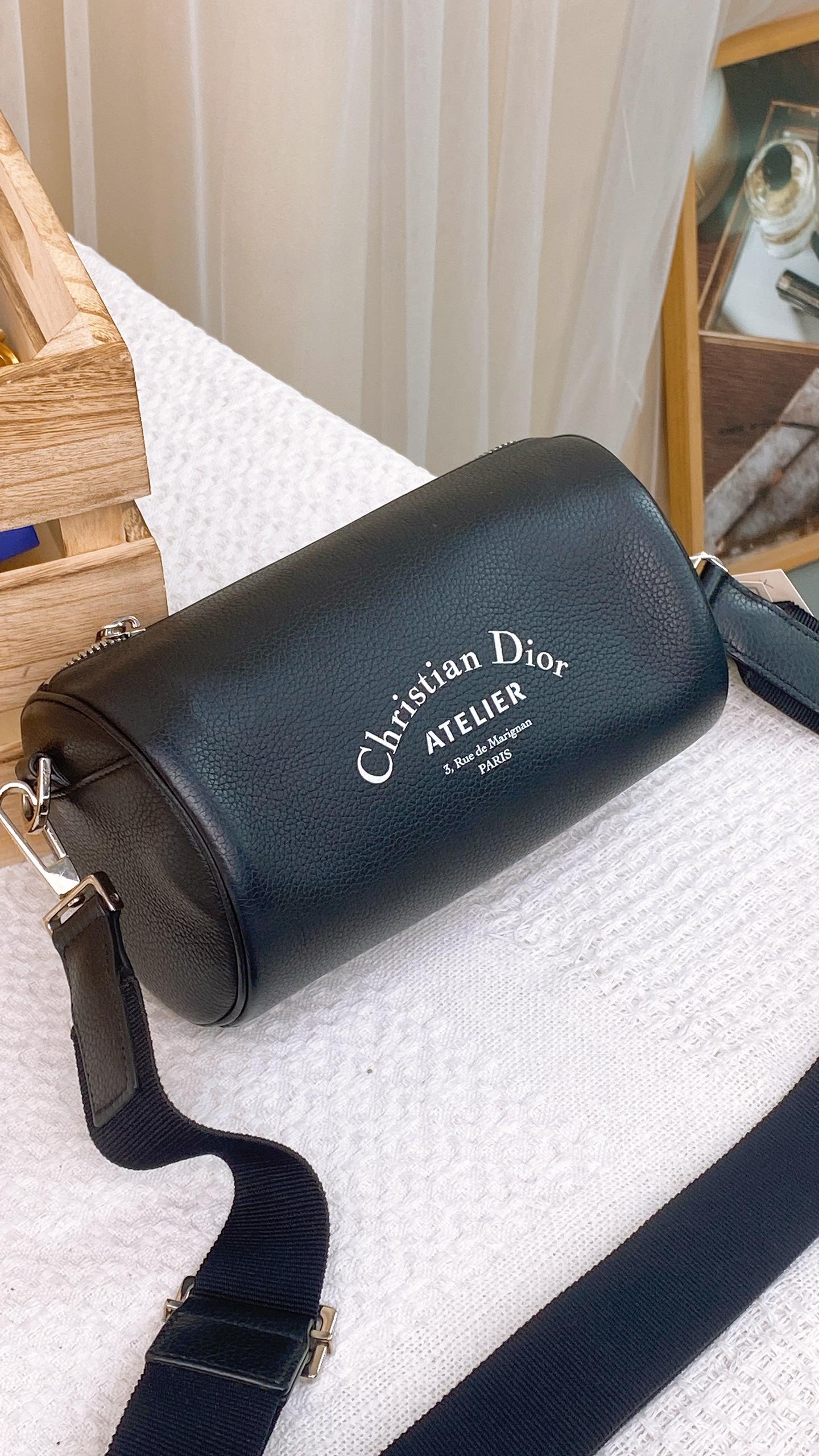 Black Calfskin Roller Bag