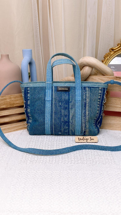 Balenciaga Denim Barbers Tote Bag