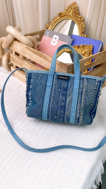 Balenciaga Denim Barbers Tote Bag