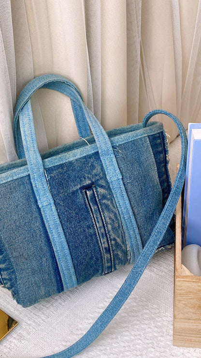 Balenciaga Denim Barbers Tote Bag