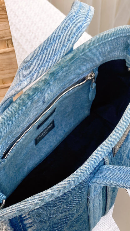 Balenciaga Denim Barbers Tote Bag