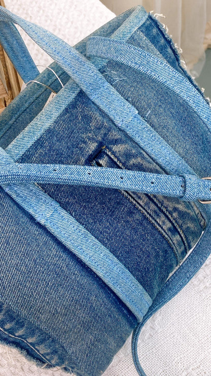 Balenciaga Denim Barbers Tote Bag