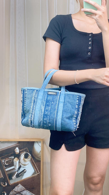 Balenciaga Denim Barbers Tote Bag