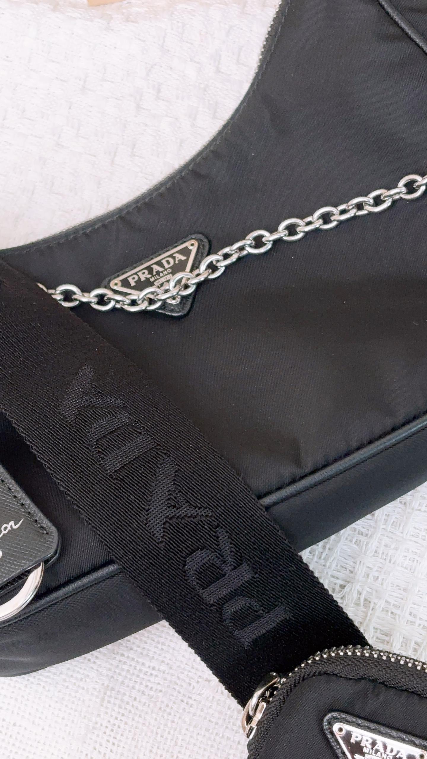 Prada Black Nylon Reedition 2005 3in1 Hobo