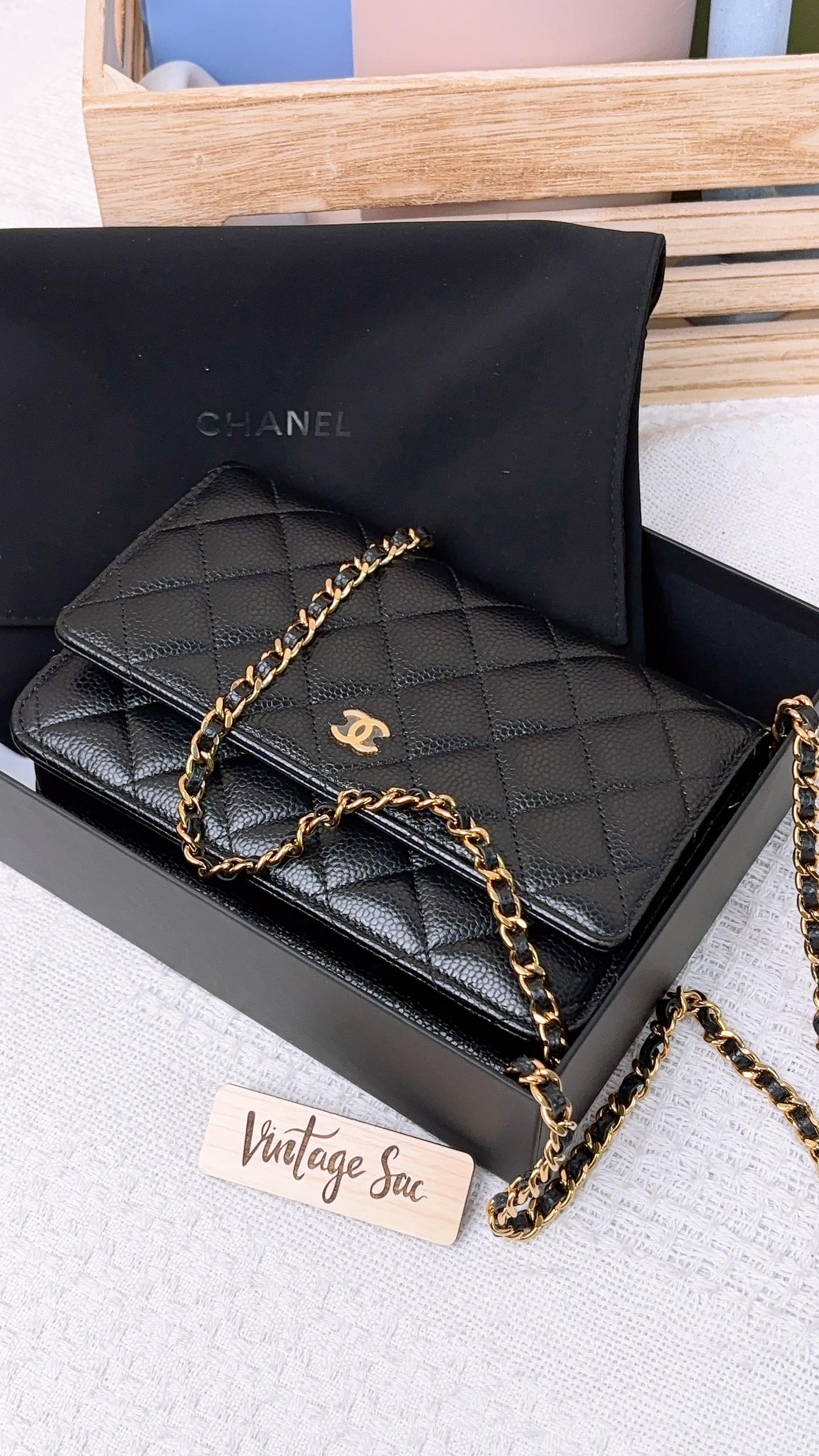 Chanel Black Caviar Classic WOC (GHW)