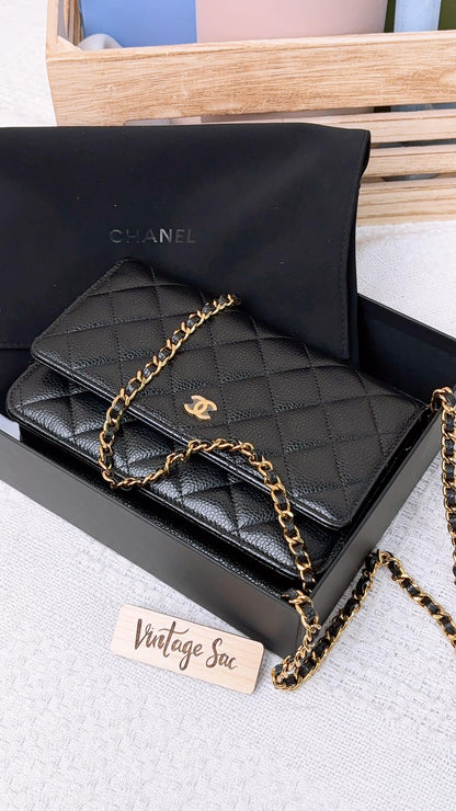 Chanel Black Caviar Classic WOC (GHW)