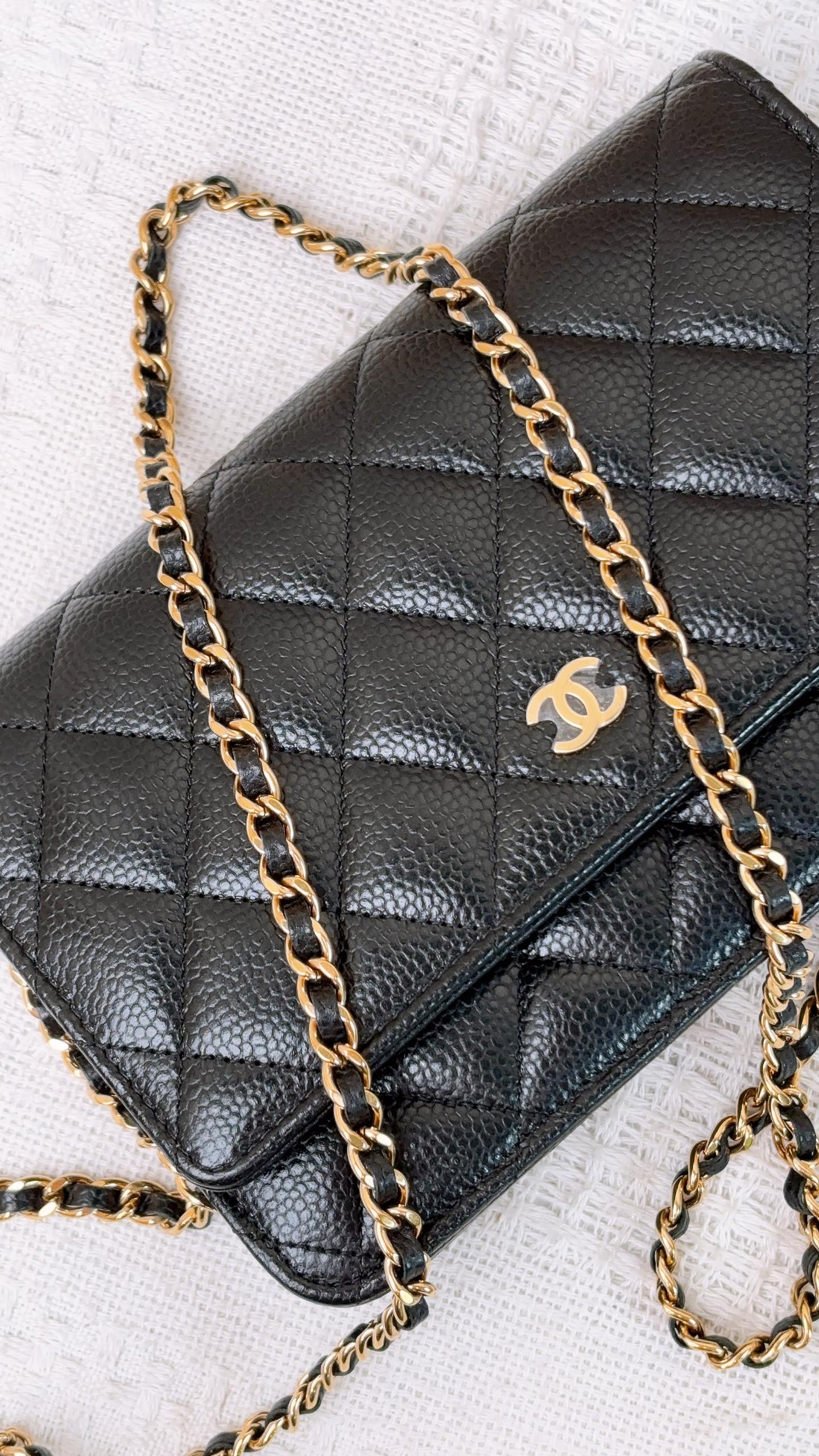 Chanel Black Caviar Classic WOC (GHW)