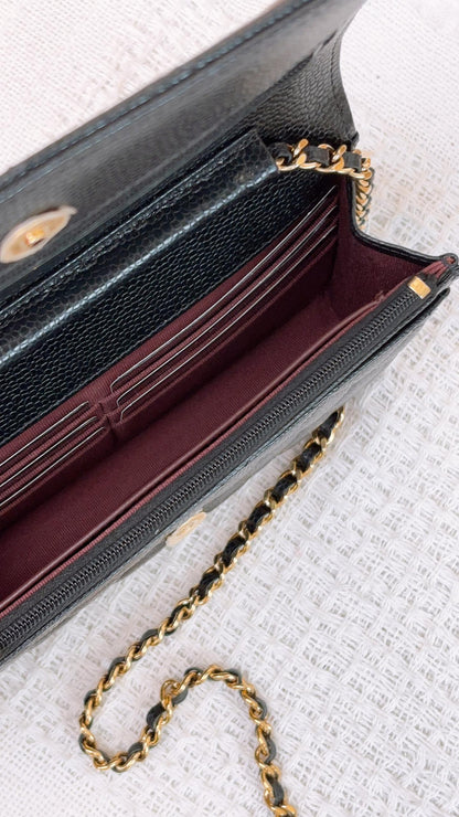 Chanel Black Caviar Classic WOC (GHW)