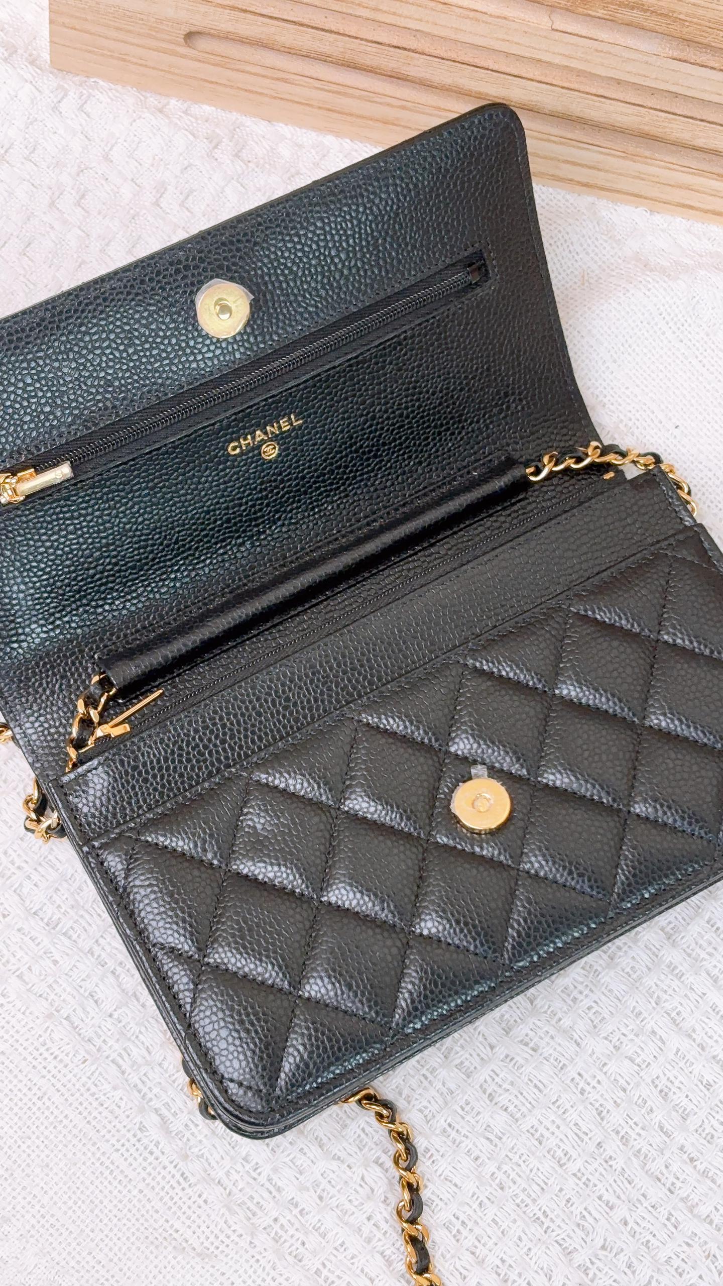 Chanel Black Caviar Classic WOC (GHW)