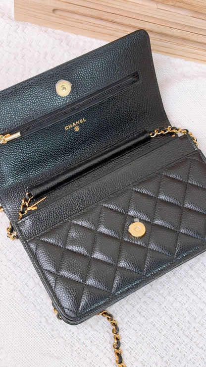 Chanel Black Caviar Classic WOC (GHW)