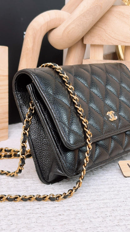 Chanel Black Caviar Classic WOC (GHW)