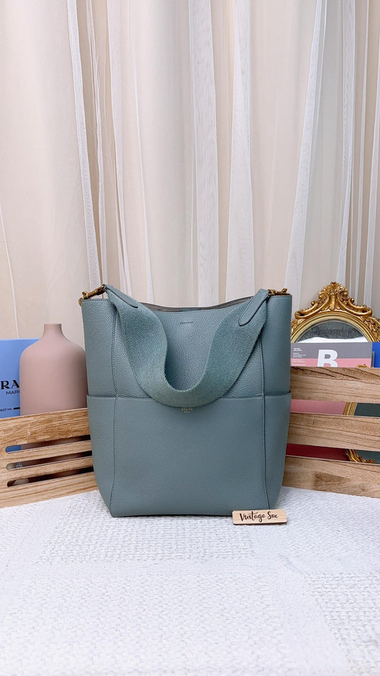 Celine Grey Calfskin Large Sangle Bag