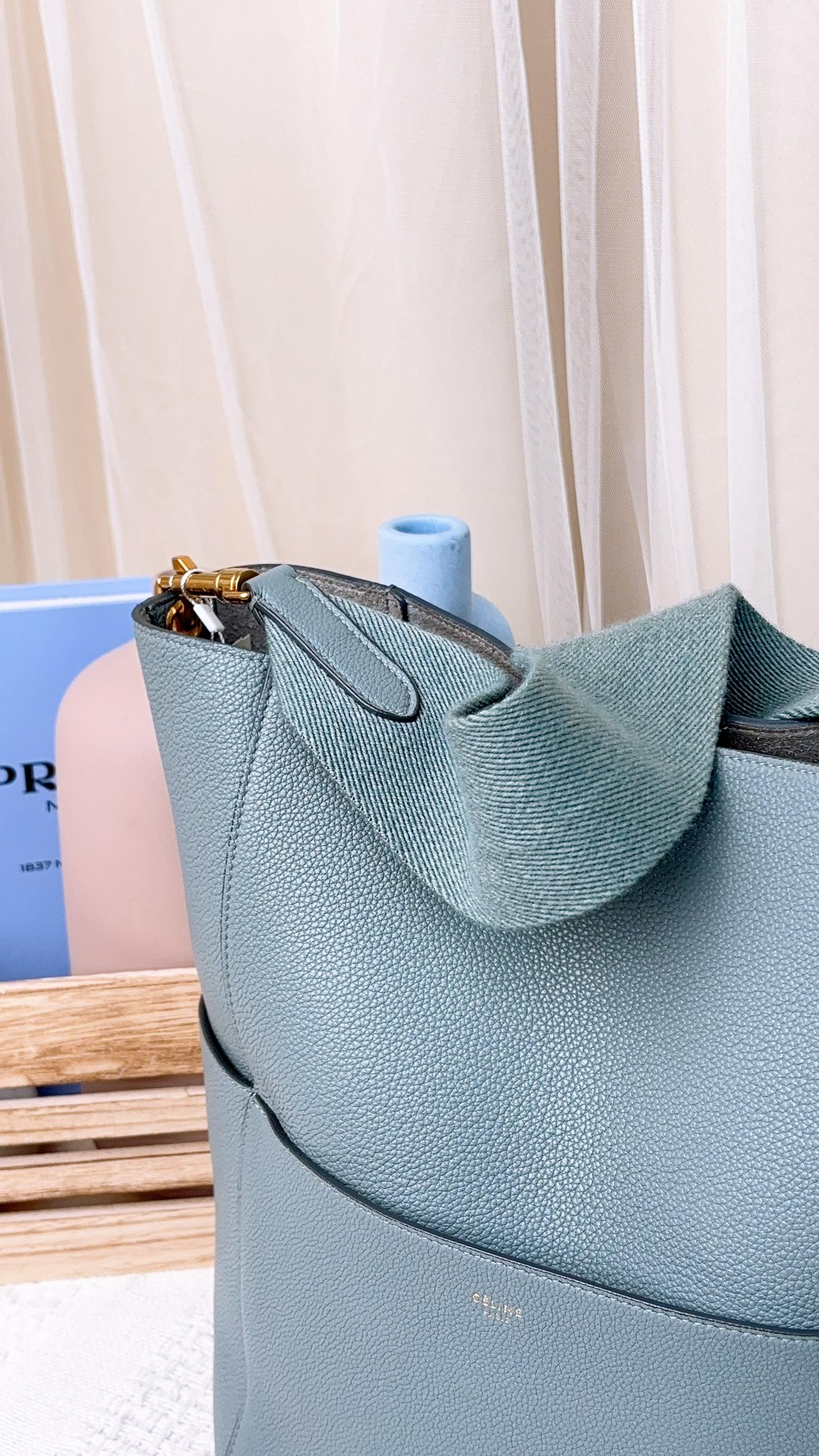 Celine Grey Calfskin Large Sangle Bag