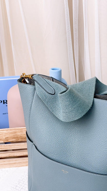 Celine Grey Calfskin Large Sangle Bag