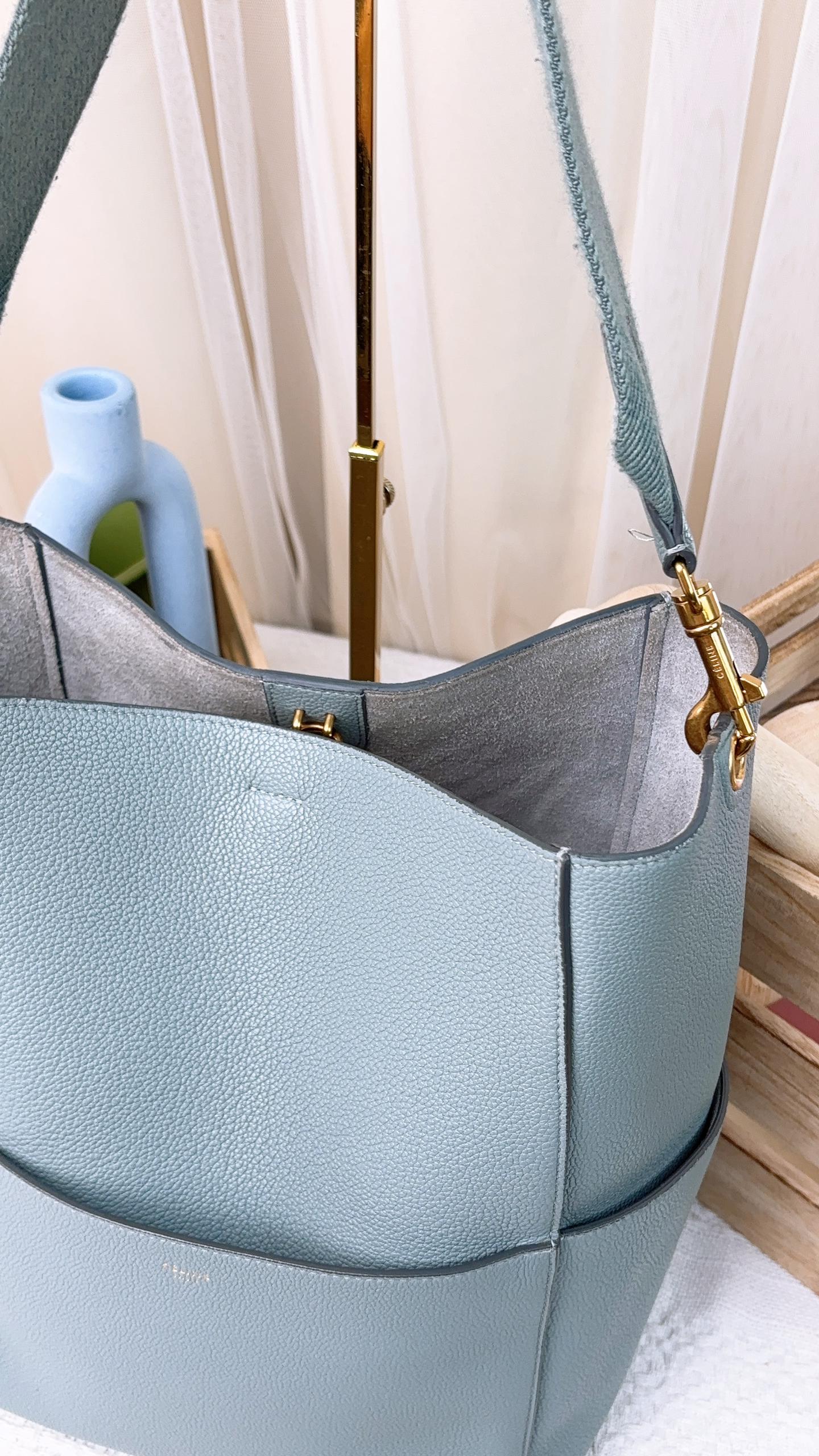 Celine Grey Calfskin Large Sangle Bag