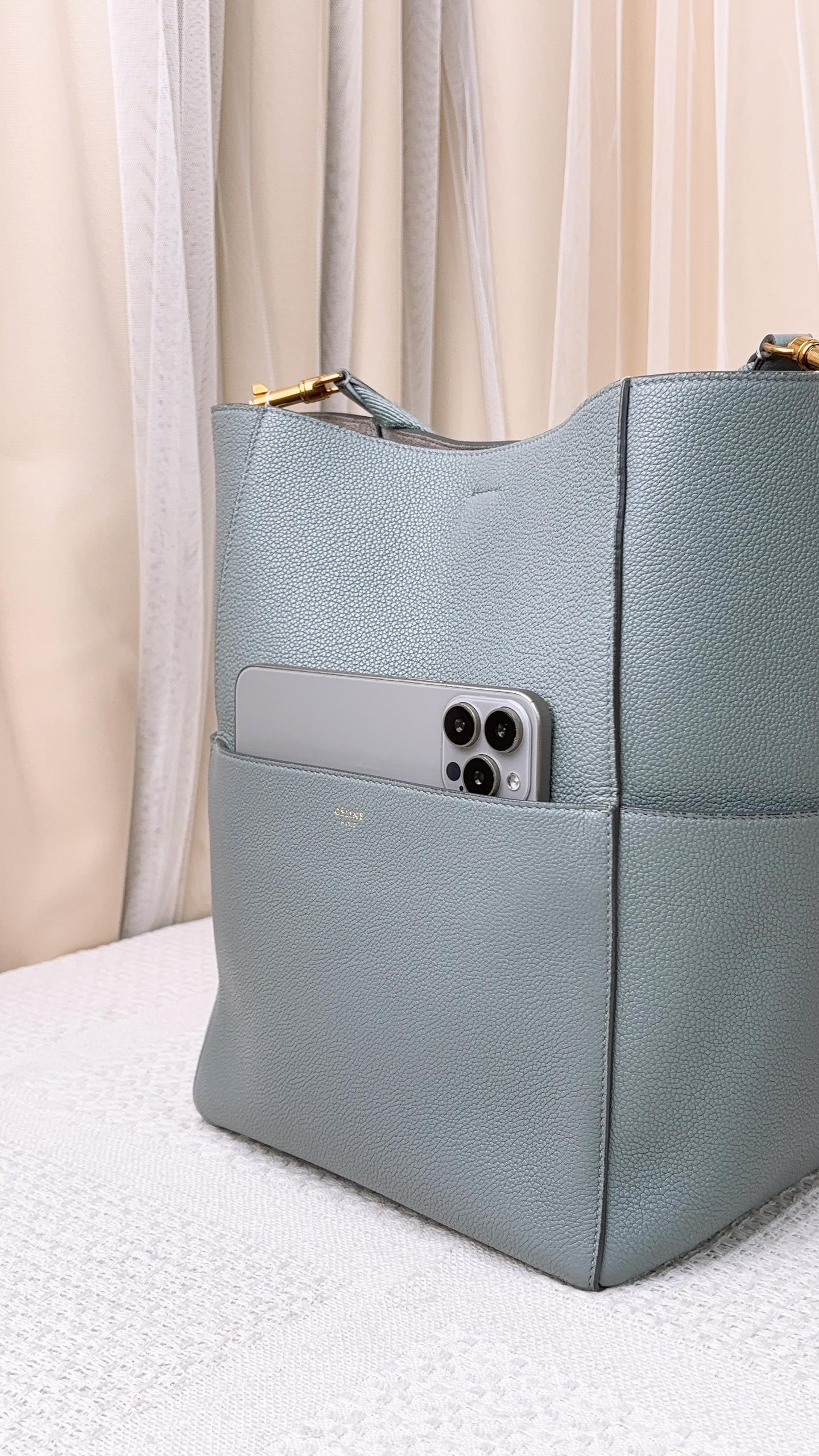 Celine Grey Calfskin Large Sangle Bag